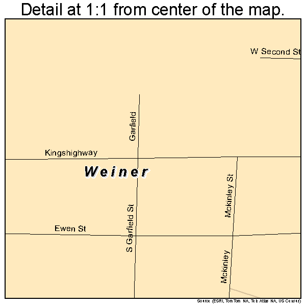 Weiner, Arkansas road map detail