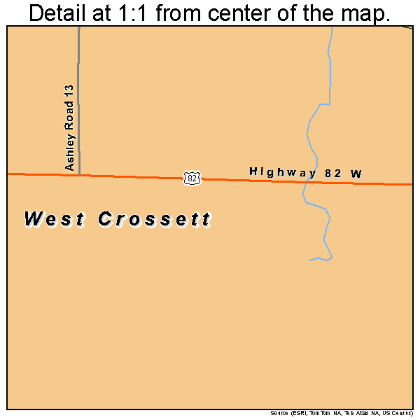 West Crossett, Arkansas road map detail