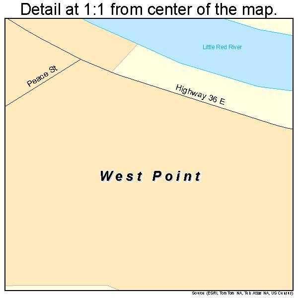 West Point, Arkansas road map detail