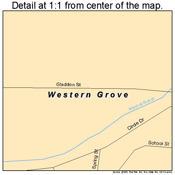 Western Grove, Arkansas road map detail
