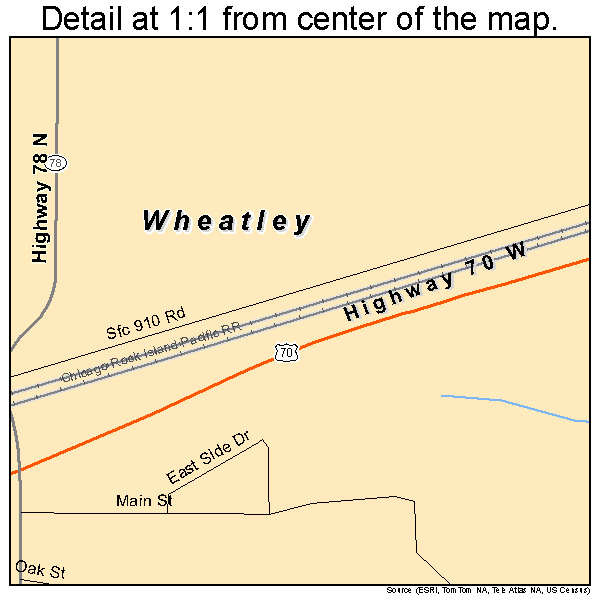Wheatley, Arkansas road map detail
