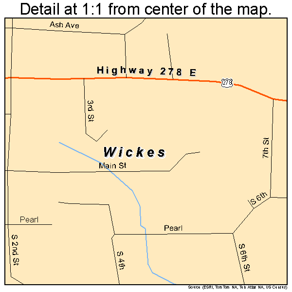 Wickes, Arkansas road map detail