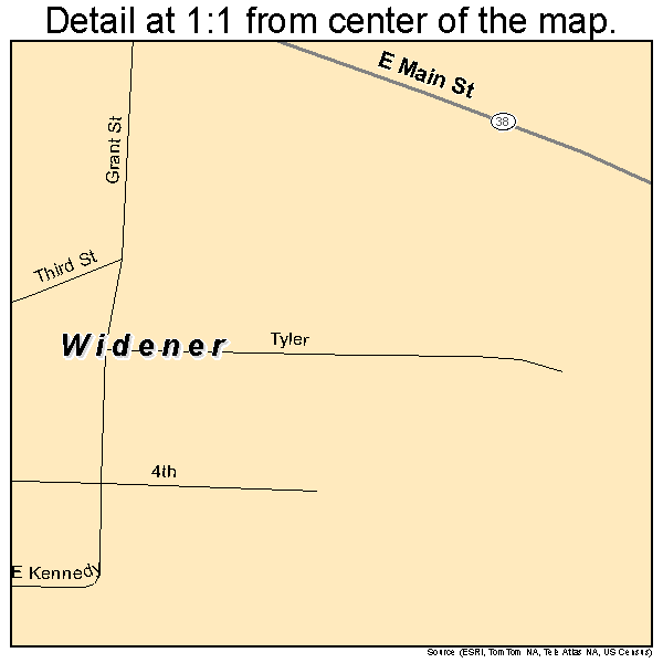 Widener, Arkansas road map detail