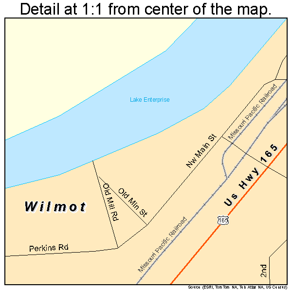 Wilmot, Arkansas road map detail