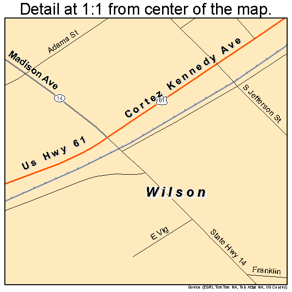 Wilson, Arkansas road map detail