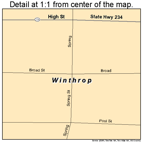 Winthrop, Arkansas road map detail