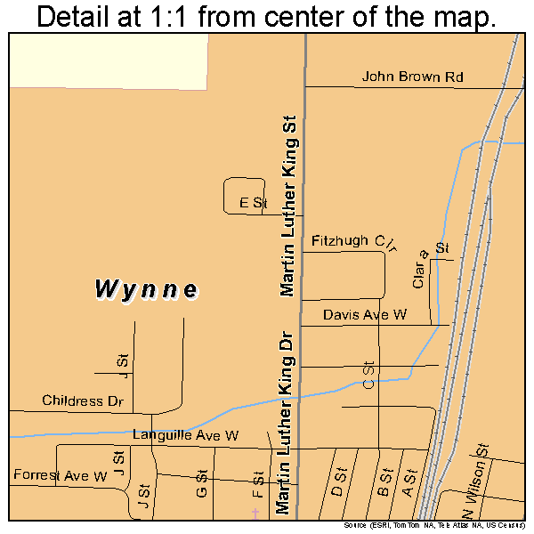 Wynne, Arkansas road map detail