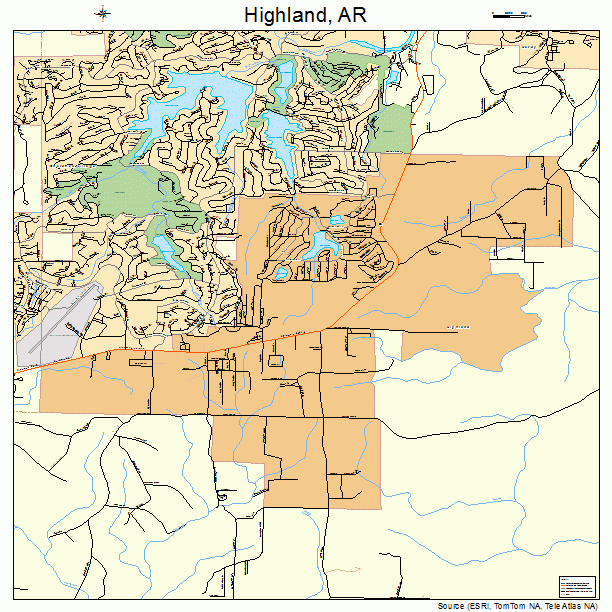 Highland, AR street map