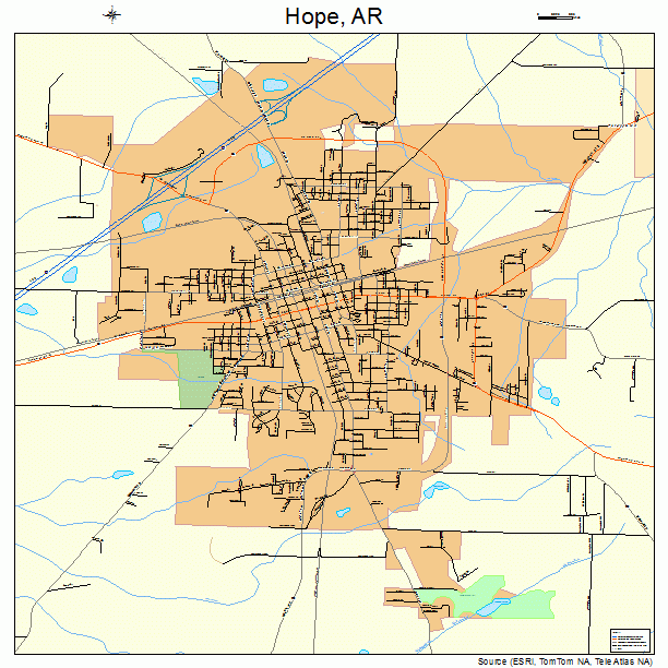 Hope, AR street map