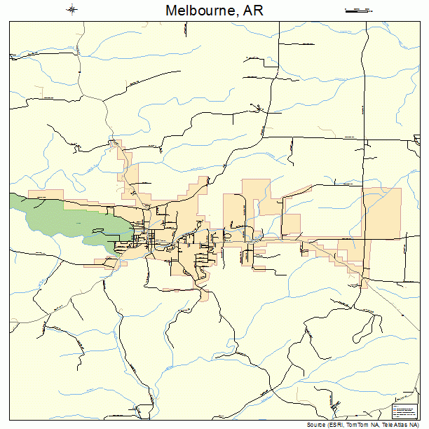 Melbourne, AR street map