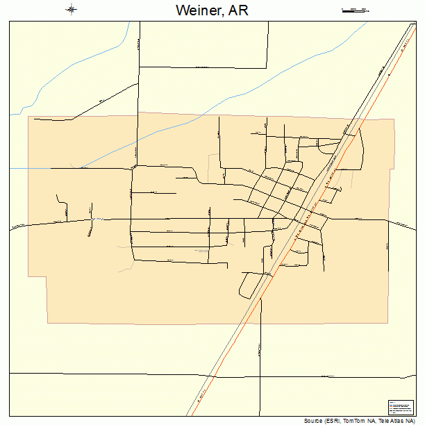Weiner, AR street map