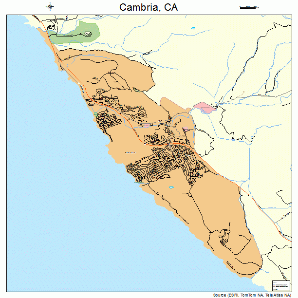 Cambria, CA street map
