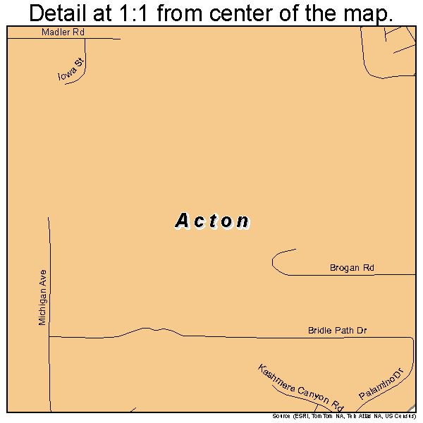Acton, California road map detail