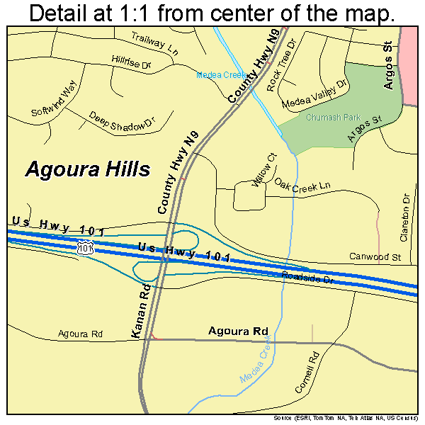 Agoura Hills, California road map detail
