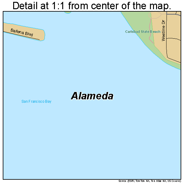 Alameda, California road map detail