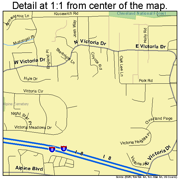 Alpine, California road map detail