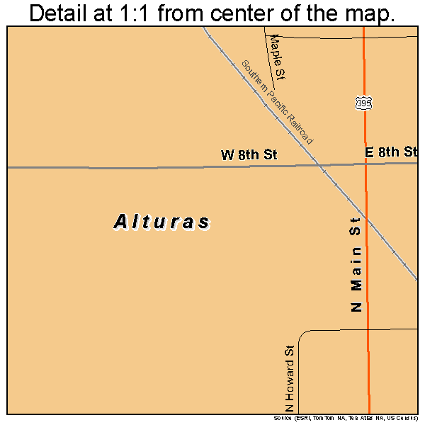 Alturas, California road map detail
