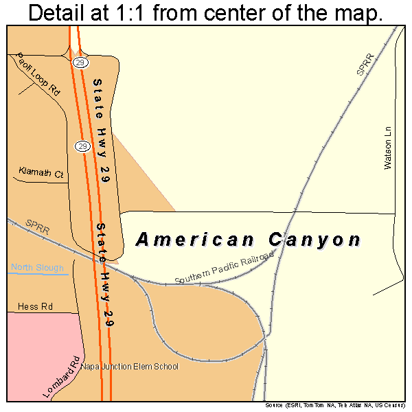 American Canyon, California road map detail