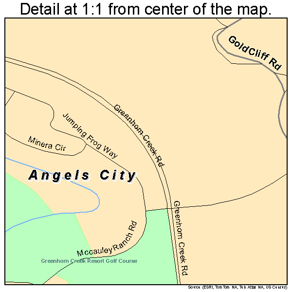 Angels City, California road map detail
