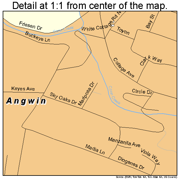 Angwin, California road map detail