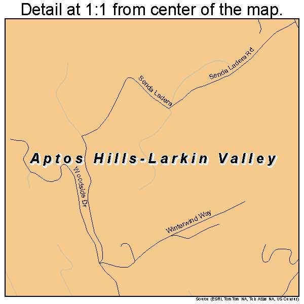 Aptos Hills-Larkin Valley, California road map detail