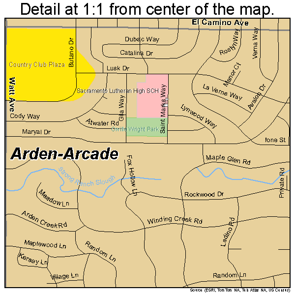 Arden-Arcade, California road map detail