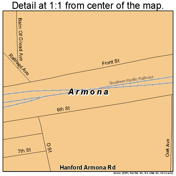 Armona, California road map detail