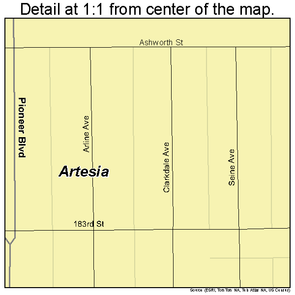 Artesia, California road map detail