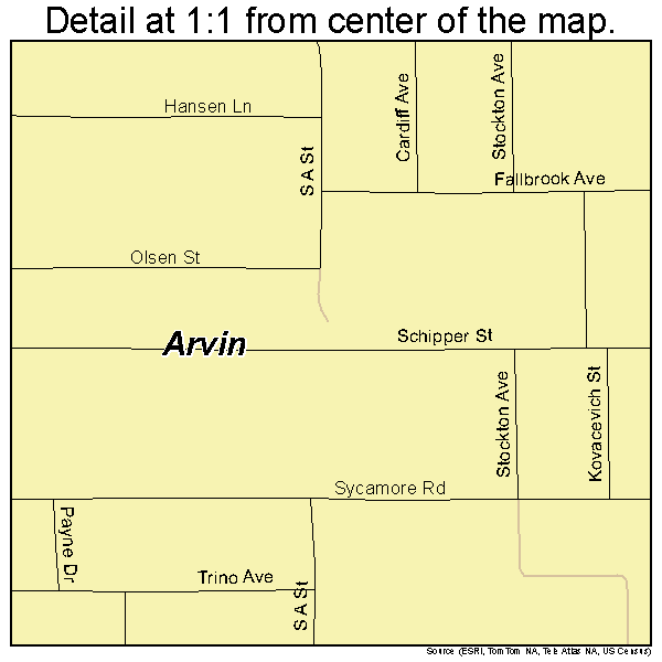 Arvin, California road map detail