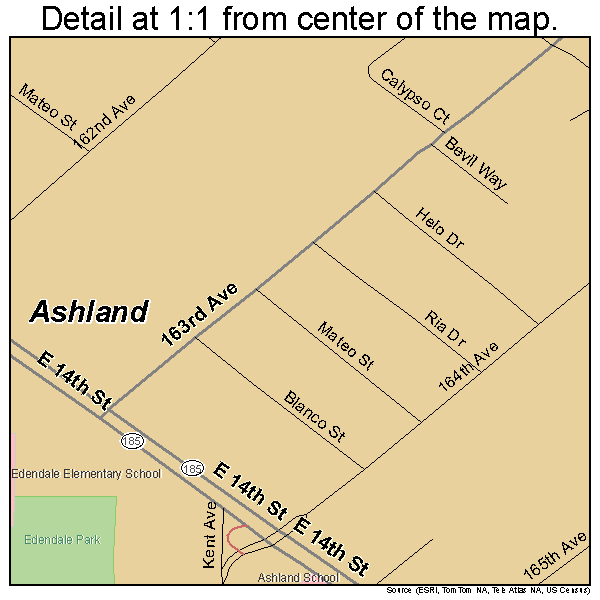 Ashland, California road map detail