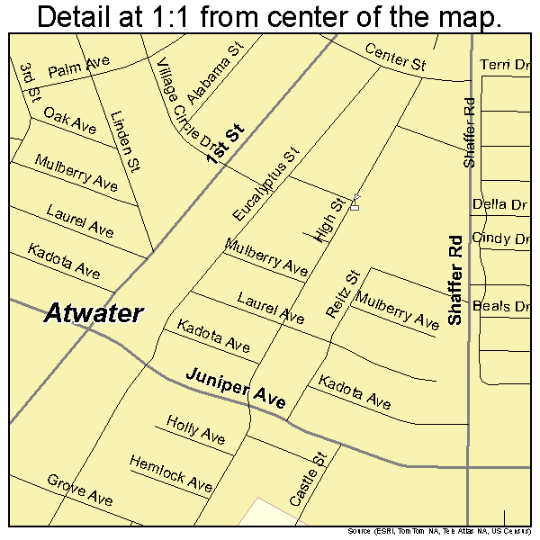 Atwater, California road map detail