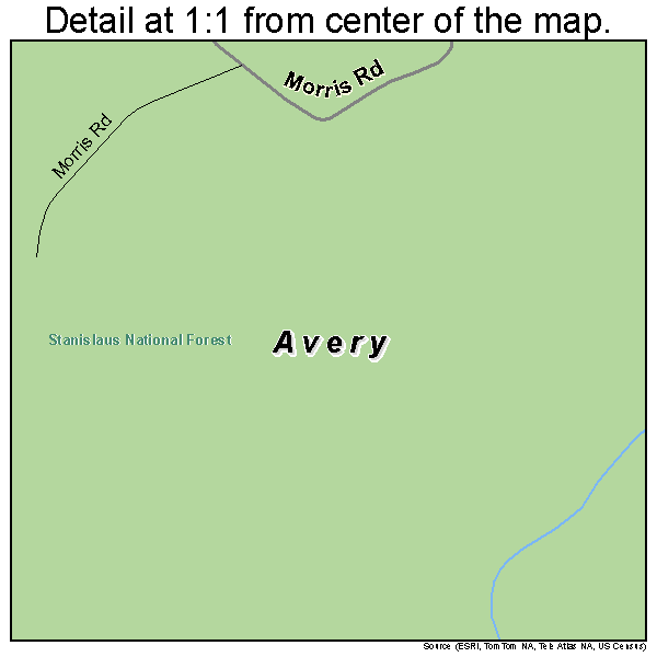 Avery, California road map detail