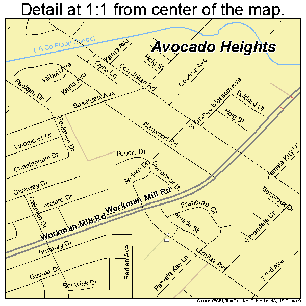 Avocado Heights, California road map detail