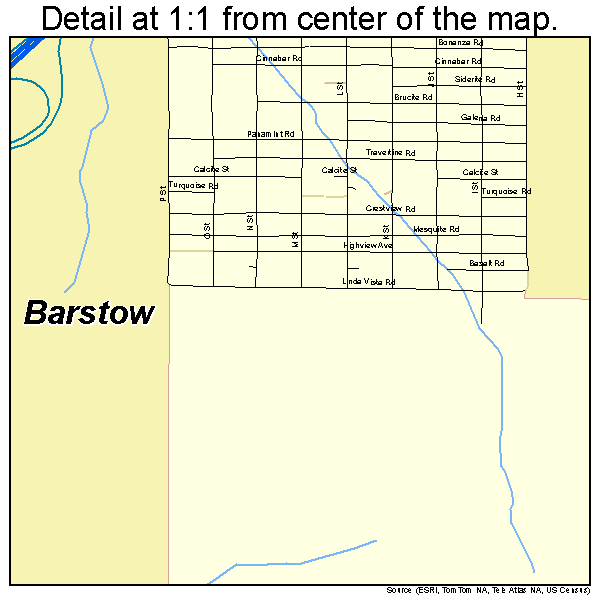 Barstow, California road map detail