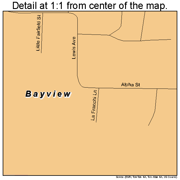 Bayview, California road map detail