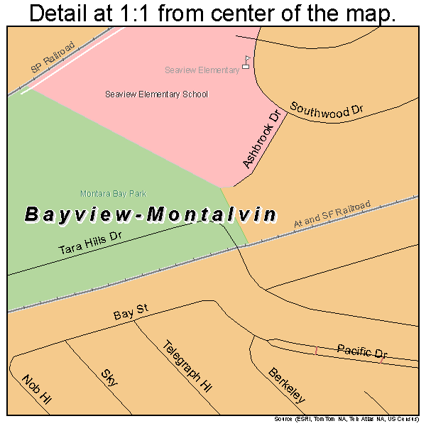 Bayview-Montalvin, California road map detail