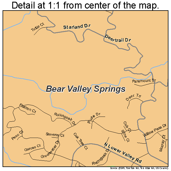 Bear Valley Springs, California road map detail