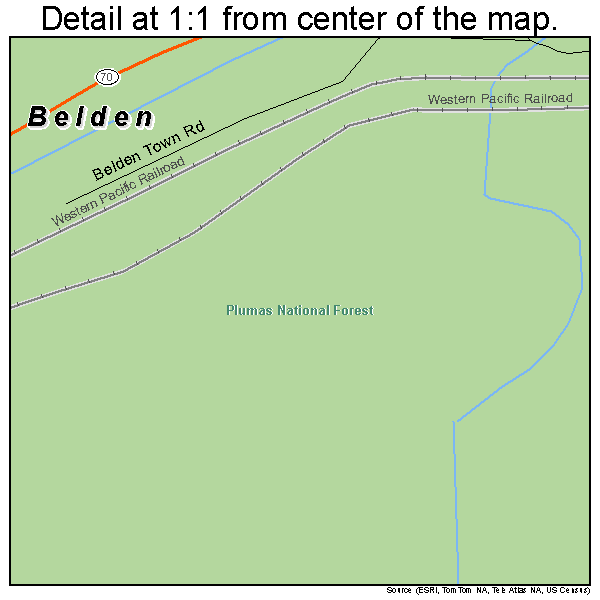 Belden, California road map detail