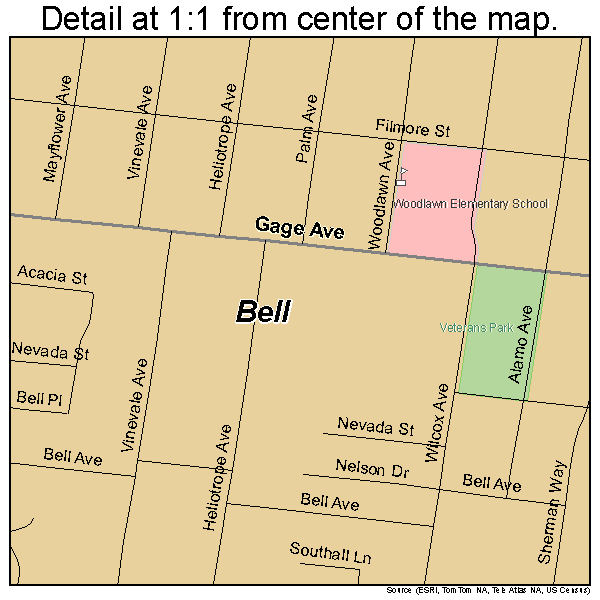 Bell, California road map detail