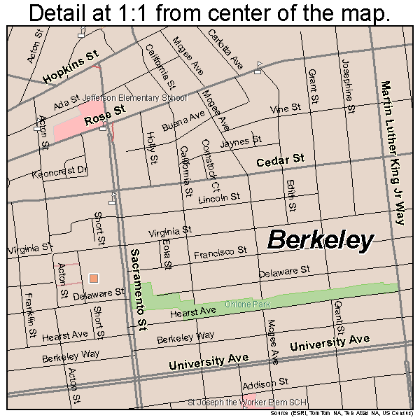 Berkeley, California road map detail