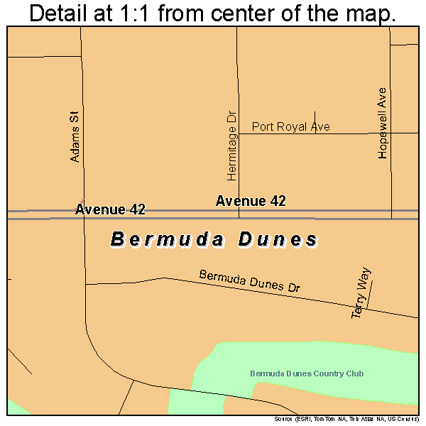 Bermuda Dunes, California road map detail