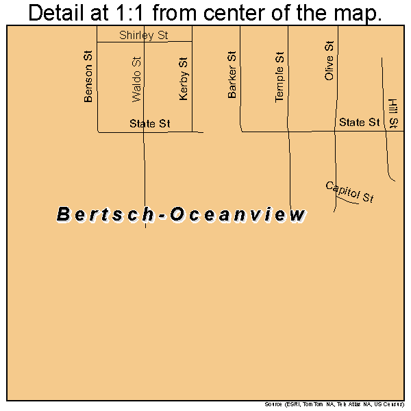 Bertsch-Oceanview, California road map detail