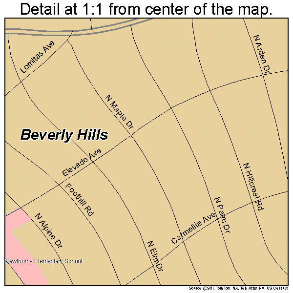 Beverly Hills, California road map detail