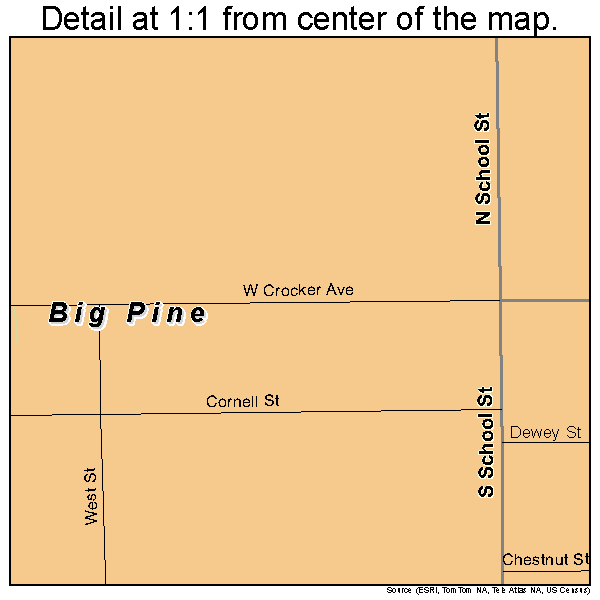 Big Pine, California road map detail