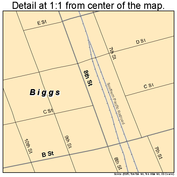 Biggs, California road map detail