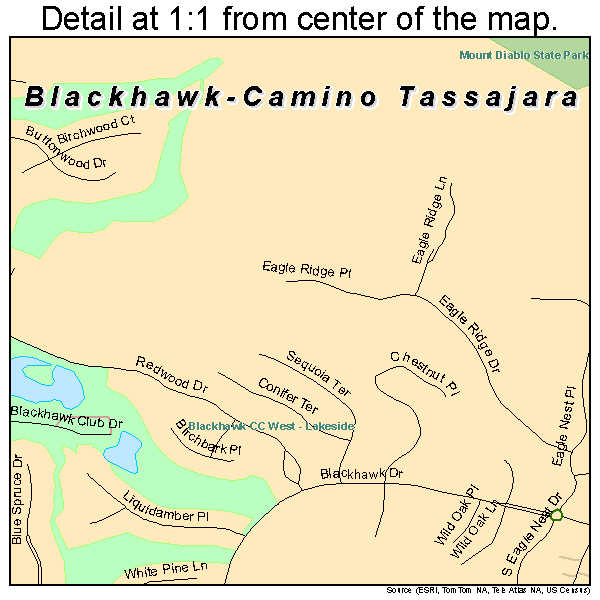 Blackhawk-Camino Tassajara, California road map detail