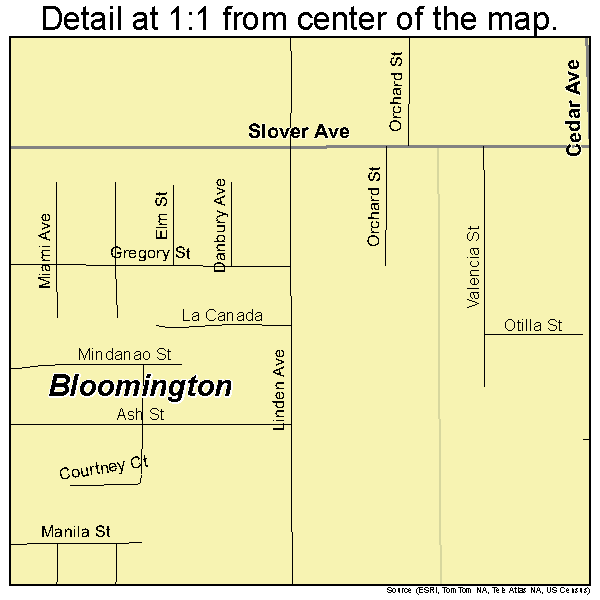Bloomington, California road map detail