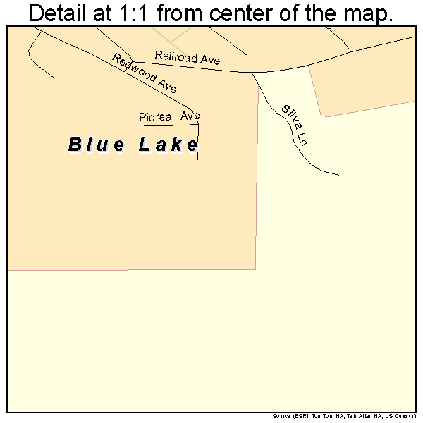 Blue Lake, California road map detail
