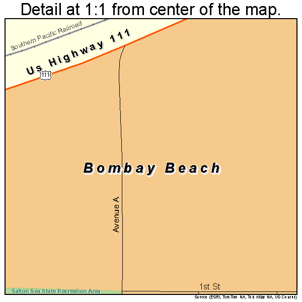 Bombay Beach, California road map detail