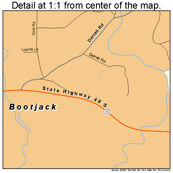 Bootjack, California road map detail